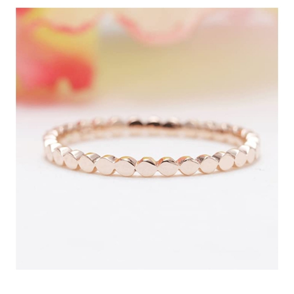 Dainty 14k Gold Beehive Band Ring - Picture 3 of 14